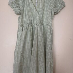 Madewell Sage Check Midi Dress